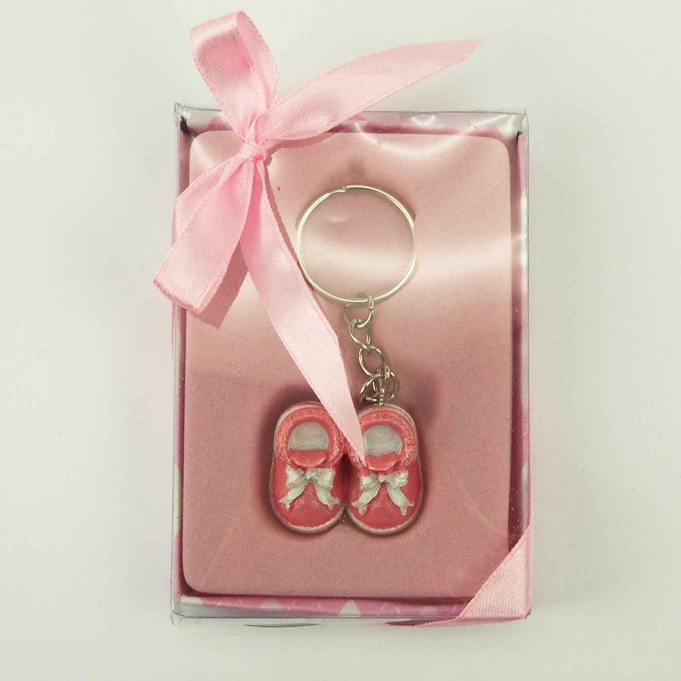 Party Spin Key Chain Shower Favors, 4-Inch, Baby Shoes, Pink, 4" x 2.5"