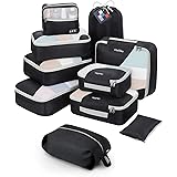 ALL INCLUDED 10 Set Sturdy Packing Cubes for Suitcases,OlarHike Travel Essentials,UPGRADED Anti-Tear Stitching, NEW Improved 