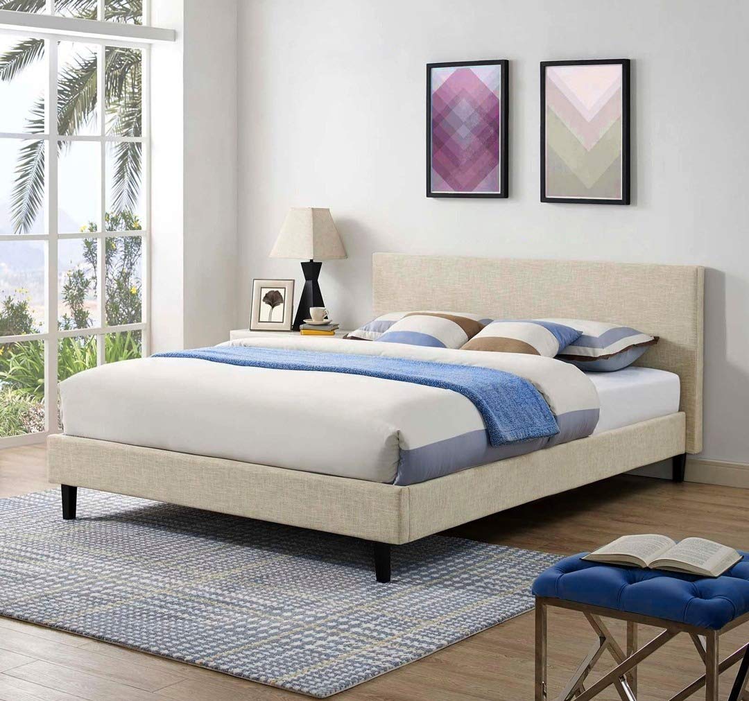 Galaxy Design Bed Color Beige Size (180x200)