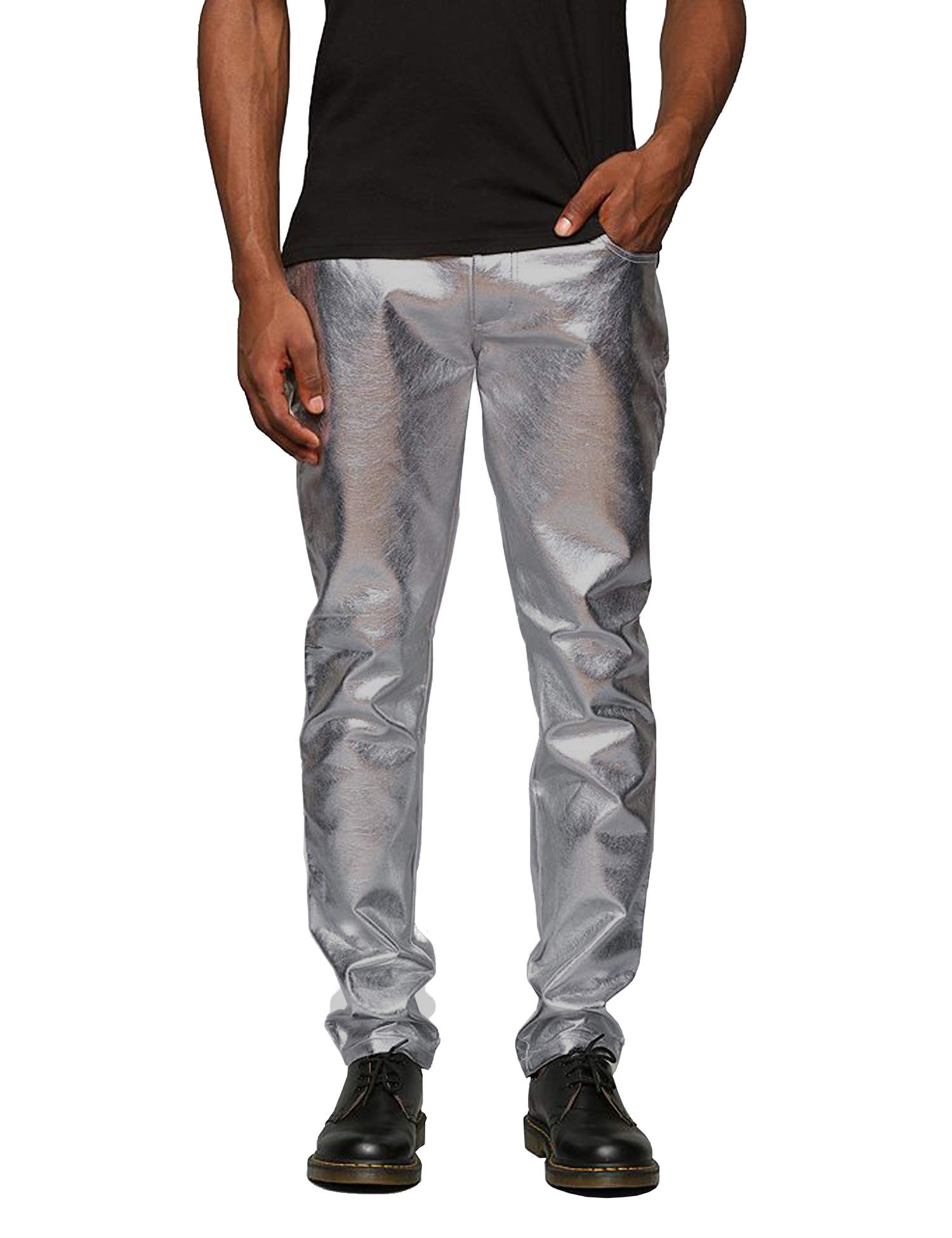 COOFANDY Shiny Pants for Men Metallic Night Club