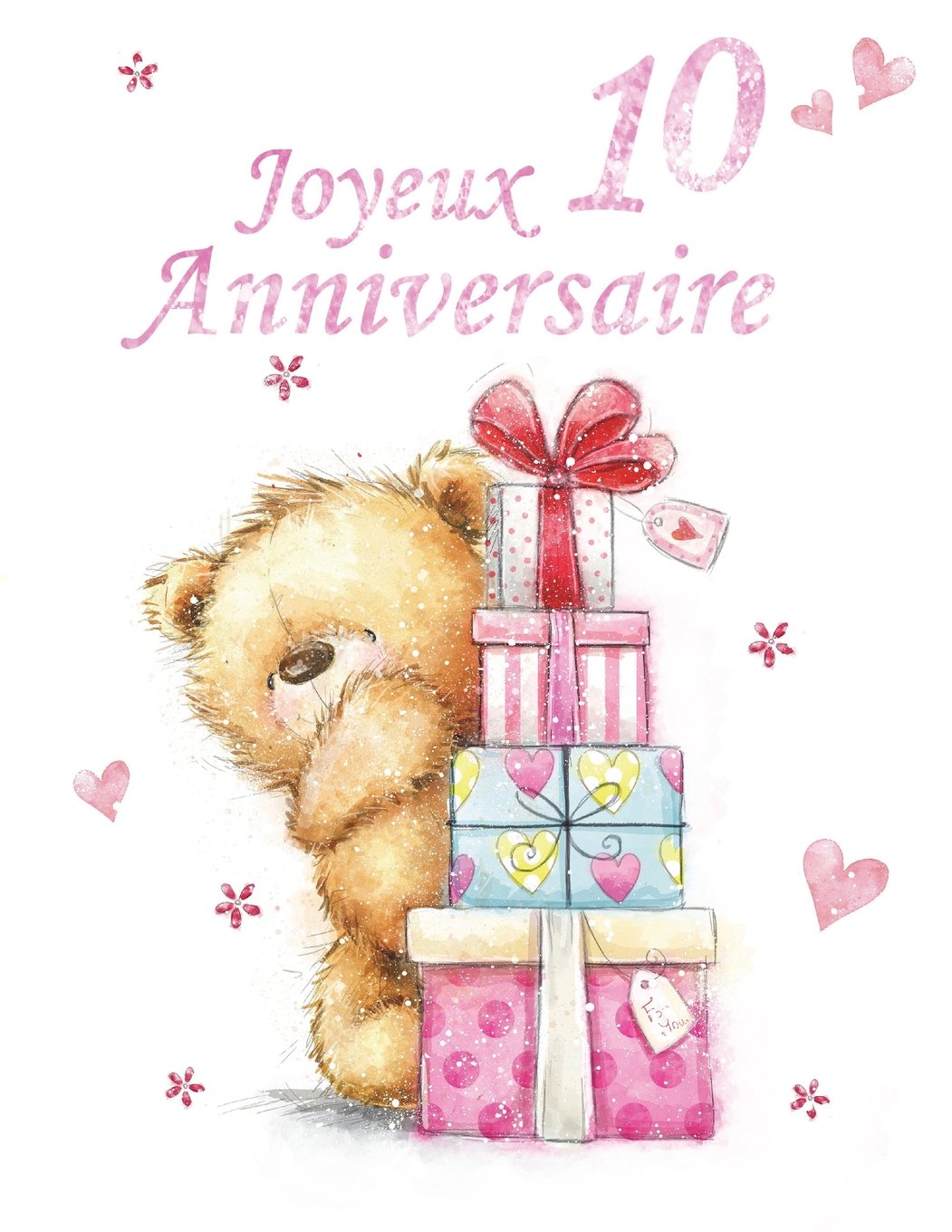 Joyeux Anniversaire 10 French Version Happy 10th Birthday Notebook Journal Dairy 185 Lined Pages Cute Teddy Bear Themed Birthday Gifts For 10 Or Granddaughter Book Size 8 1 2 X 11 Art