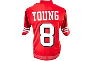 TIMELESS AUTHENTIC Steve Young Jersey Red w/Drop Shadow San Francisco | Unisex Adult Sizes S-5XL Unsigned Custom Sewn Stitched