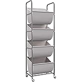 STORAGE MANIAC Vertical Rolling Laundry Hamper, 4 Section Laundry Sorter | 160 Liters Tall Laundry Baskets, Clothes Cart for Small Space, Dorm, Laundry Room, Closet, Bathroom, Gray 4-tier
