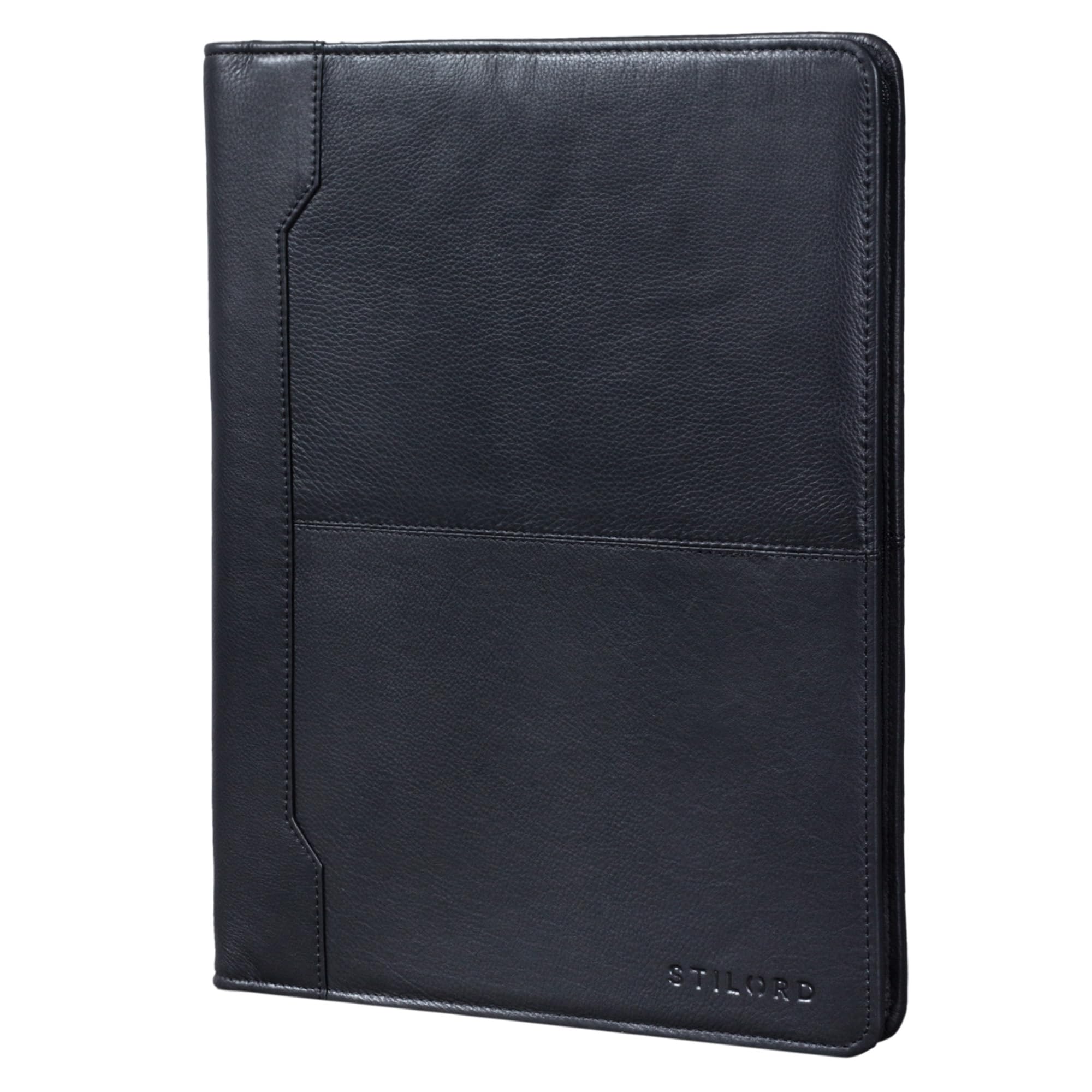 STILORD 'Harrison' Leather Conference Map for 12' Tablets iPads Folder Business Portfolio Document Folder Genuine Leather, Colour:Black