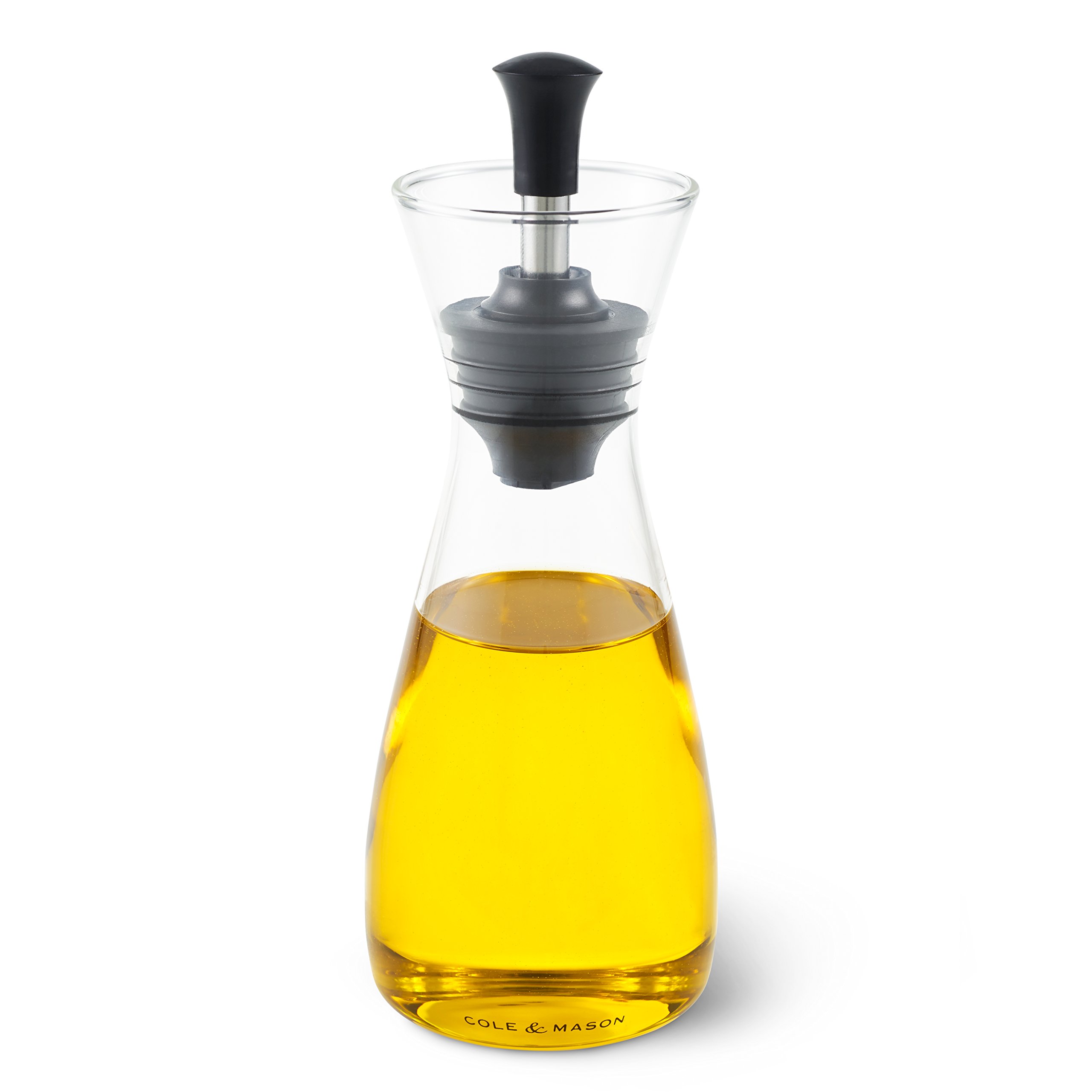 Cole & Mason Sawston Oil and Vinegar Pourer, 350ml, Non-Drip Oil Dispenser/Vinegar Dispenser, Glass, 210 mm, Single, Oil Bottle/Vinegar Bottle,