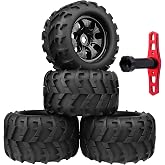 AllinRC PreGlued 1/8 RC Monster Truck Buggy Wheels and Tires 17mm Hex with Foam Inserts for Traxxas Maxx Tmaxx E-Revo 2.0 3.3 Arrma Kraton Typhon 6S HSP HPI Savage Flux Redcat Kaiju
