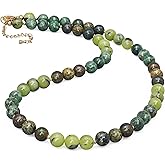 PEARLFECT Beaded Necklace for Women,8MM Jasper Stone Necklace, Handmade Fashion Jewelry Gifts,Bead Choker Necklace