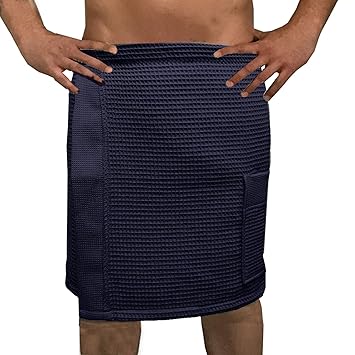 HOMELEVEL Pique Herren Saunakilt Sauna Kilt Sarong 100% Baumwolle Herren Blau