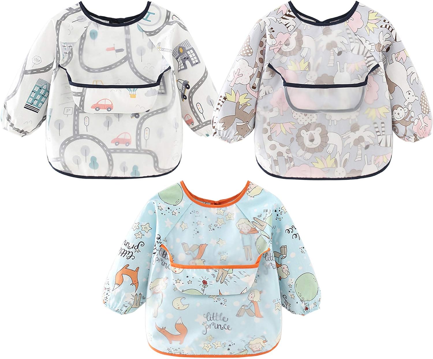 Baby Bibs with Sleeves Waterproof Feeding Bibs Unisex for Boys Girls 3