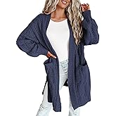 Dokotoo Long Cardigans for Women Open Front 2025 Long Sleeves Winter Sweaters with Pockets