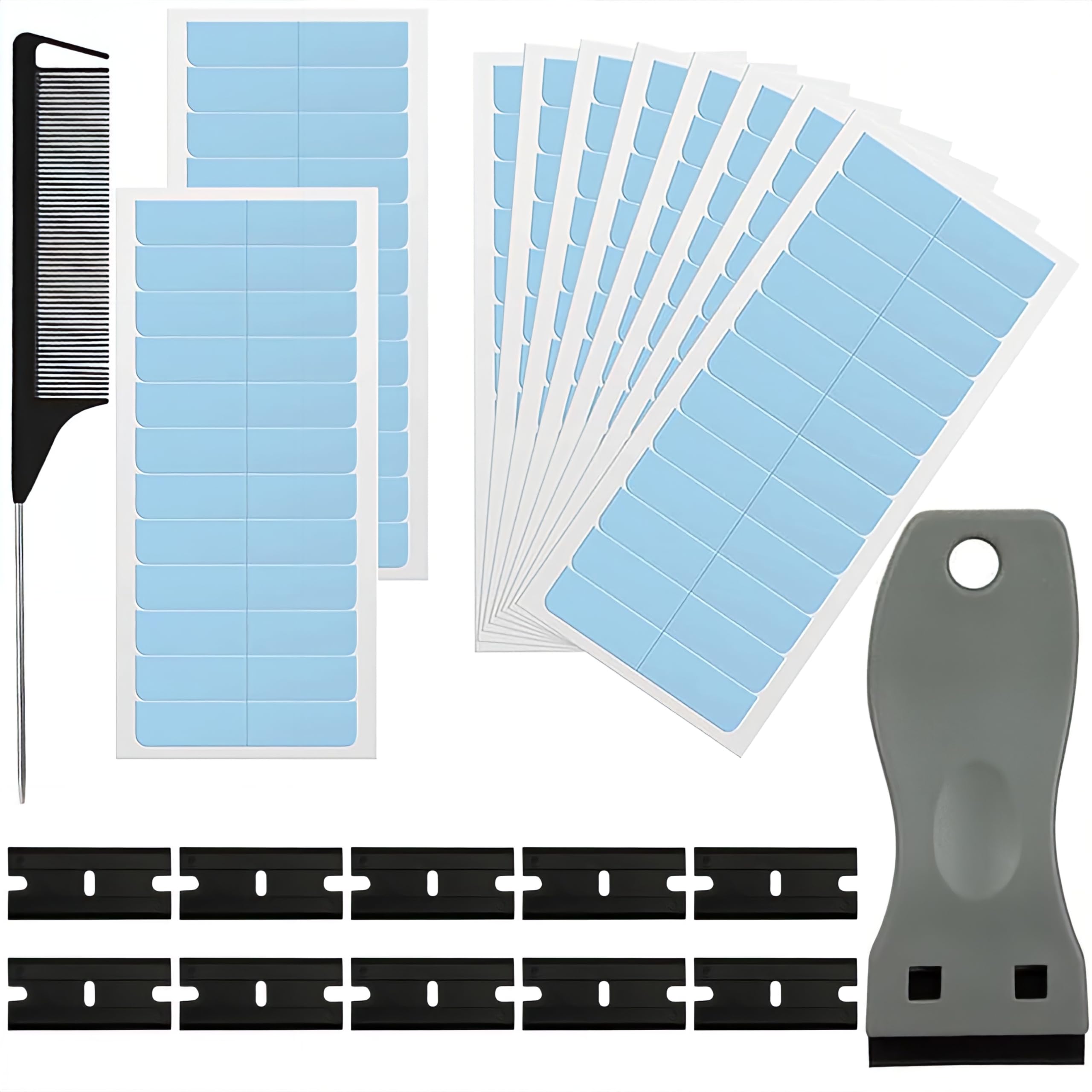 AXERHK Hair Extension Tapes,Tape in Hair Extensions Human Hair,132Pcs Include Tape in Hair Extensions Scraper Blade Comb,No-Residue Tape Double Durable Waterproof Tapes