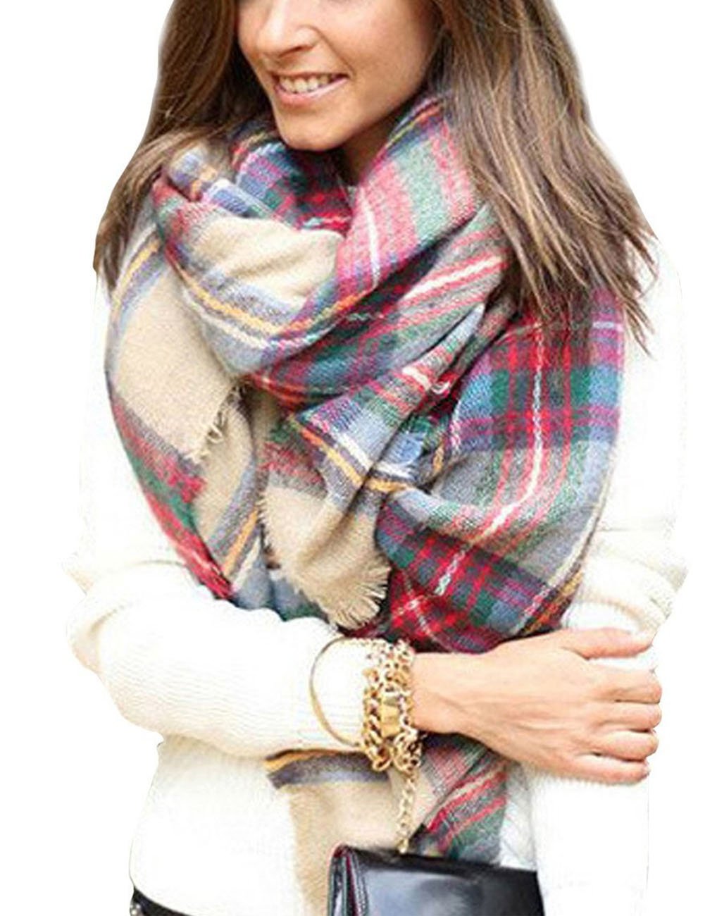 Dora Bridal Lady Women Blanket Oversized Tartan Scarf Wrap Shawl Plaid Cozy Checked Pashmina Dora Bridal Lady Women Blanket Oversized Tartan Scarf Wrap Shawl Plaid Cozy Checked Pashmina