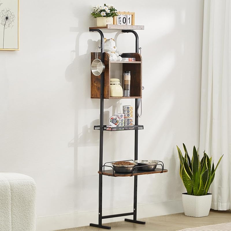 Futterstation 500 x 198 x 1450 mm, erhöhte Hundenäpfe, erhöhter Ständer für Hundenapf, Fressnapf, Hundenapfständer, Napfhalter höhenverstellbar, Hundebar für große, mittelgroße & kleine Hunde
