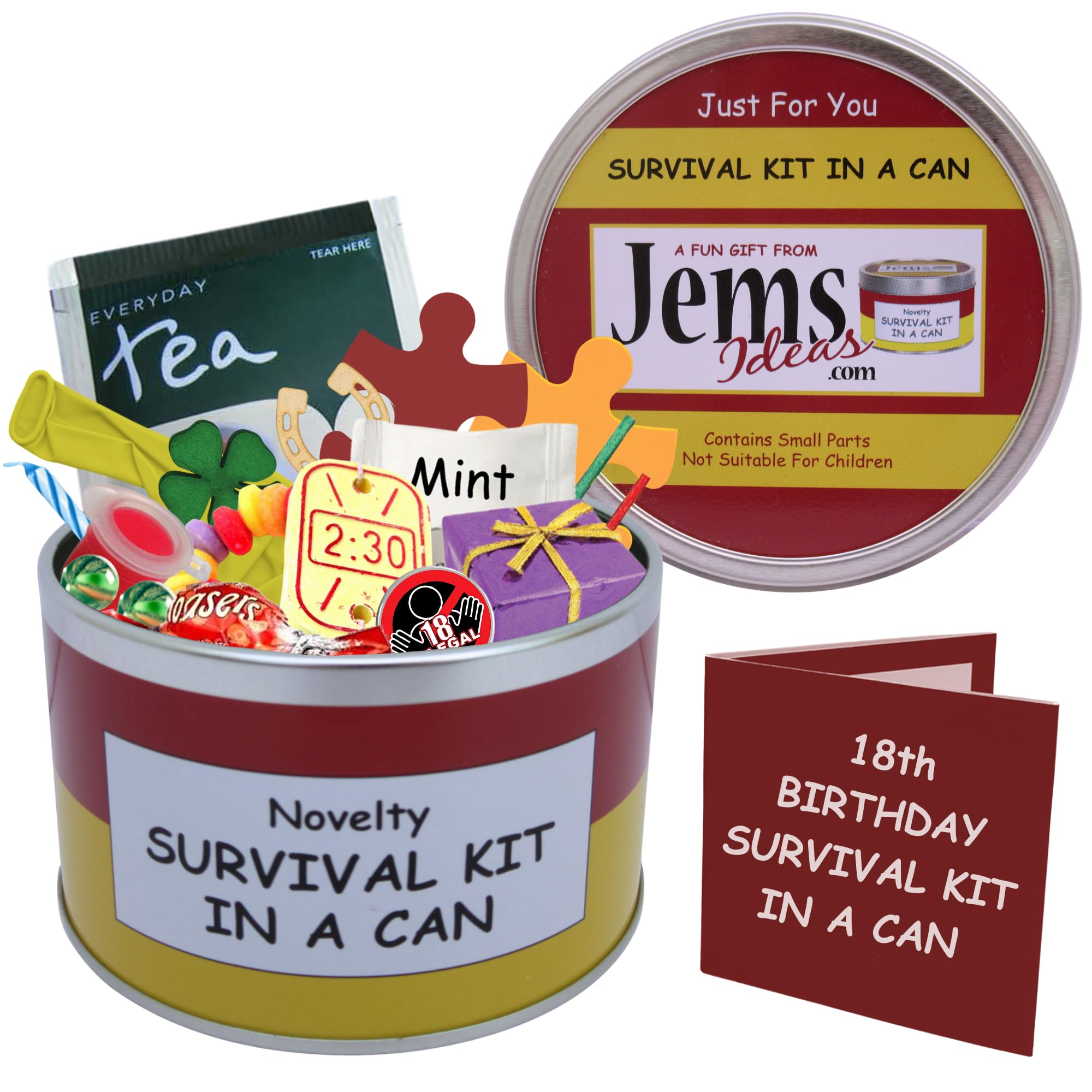 Survival Kit In A Can 18th Birthday Gift. Fun Novelty 18th Birthday Gifts For Boys or Girls. Men or Women, Him, Her (Red/Yellow)