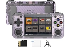 DORITENEY RG35XX H Retro Handheld Game Console 3.5 in IPS Screen Built-in 3300mAH Battery 64G TF Card Preinstalled 5528 Classic Games(Purple Translucent)