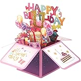 Gosknor Happy Birthday Pop up Card, Multicolored 3D Boxed Cards with Envelopes & Greeting Card Best Gifts Creative Popup Boxed Cards for Family Women Friends (11th)