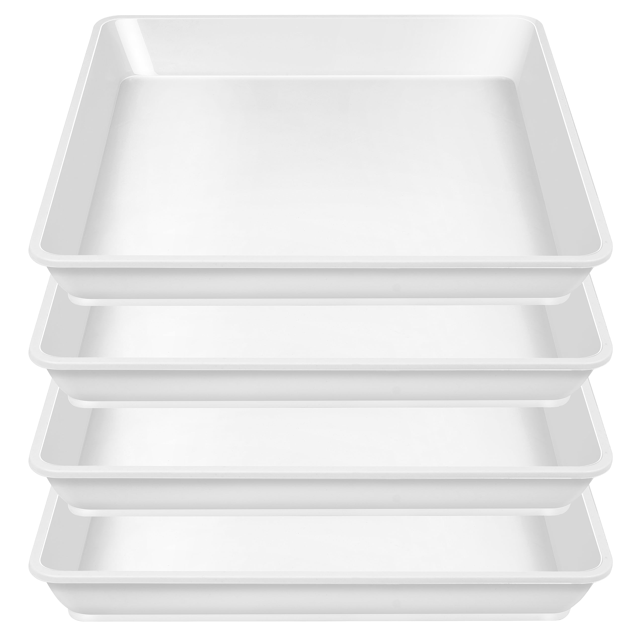 LWALRS 4 Pack Square Plant Saucer 18 Inch, Durable Plastic Plant Saucer, Heavy Duty Plant Pot Saucers, Planters for Indoors and Outdoors Plants，Large Deep Plant Trays for Pots, Image