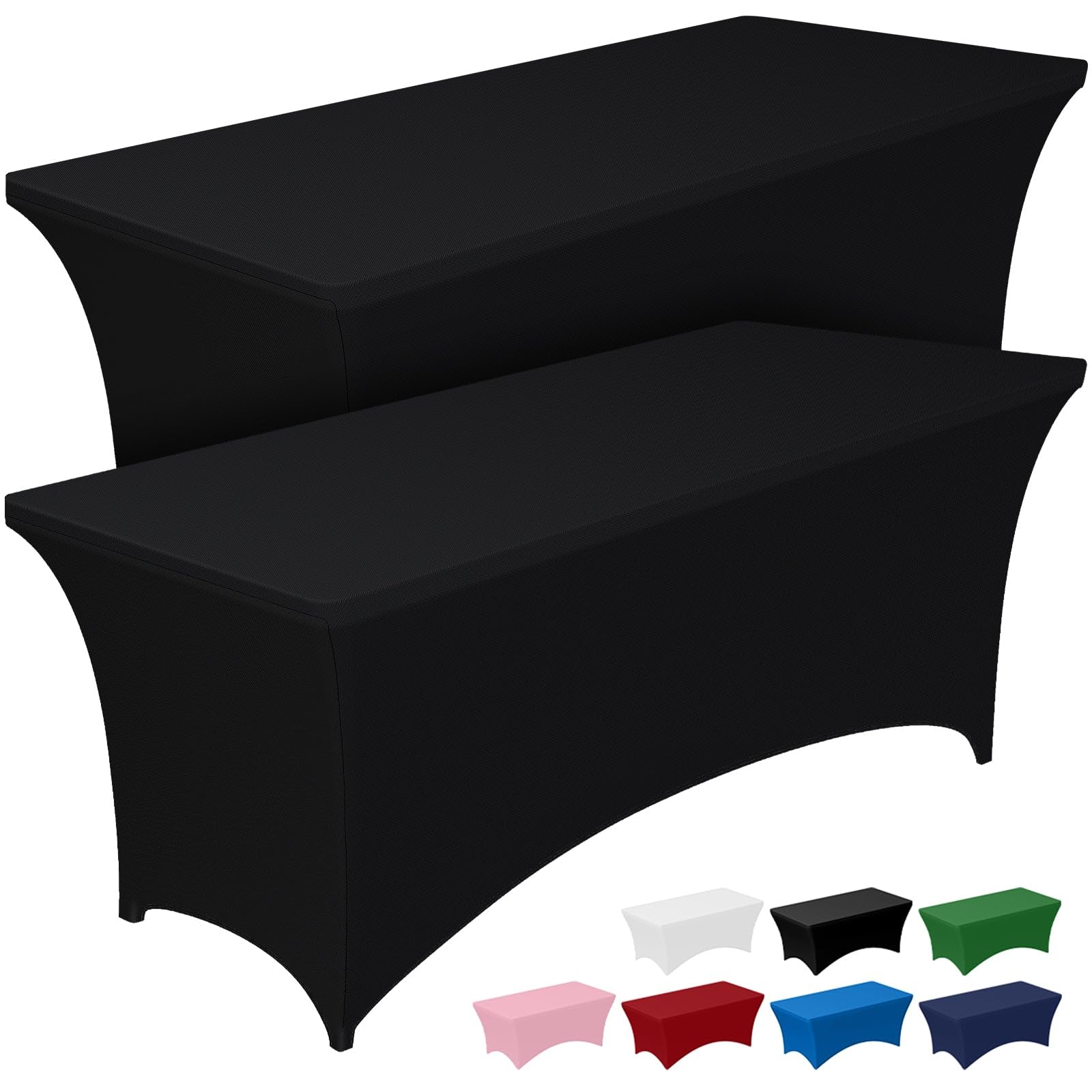 Photo 1 of Pureegg Spandex Tablecloth 6ft - 2 Pack, Fitted and Tight Cloth for Rectangle Table, Wrinkle-Free and Stretch Table Cover for Party, Wedding, Banquet and Birthday, Black