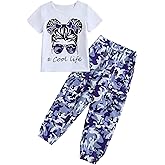 Woleroyir Girl Clothes Cute Cool Girl Tops Splicing Pants 2 Piece Girls Summer Outfits 6-14 Years