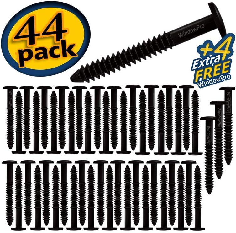 WindowPro Black Window Shutters Peg Loks Spikes 3 inch 48 Pack (Black)