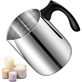 FoxKnow Candle Making Pouring Pot, 32 oz Stainless Steel Wax Melting Pot | Double Boiler Candle Making Pitcher with Heat-Resistant Handle, Dripless Pouring Spout and Dual Scale Design