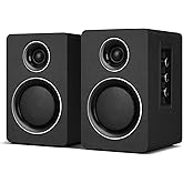 Computer Speakers for Desktop PC, Active Bookshelf Speaker with 3‘’ Carbon Fiber Woofer and Silk Film Tweeter ,Supports Bluetooth 5.3, USB-C, AUX/RCA Input for Record Player TV - Black Stereo Set