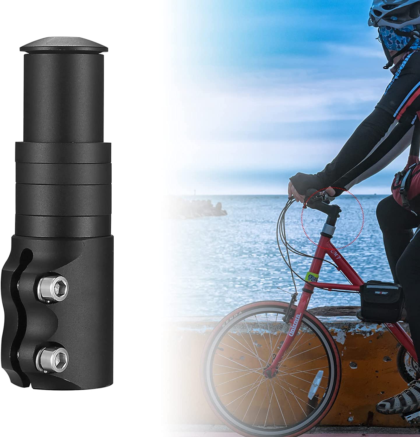 PIQIUQIU Bicycle Stem Riser Bicycle Fork Stem Extender Aluminium for Cycling Bike Stem Extender for 28.6 mm 1 1/8 Inch Mountain Bike Road Bike MTB