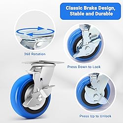 W B D WEIBIDA 6 Inch Heavy Duty Casters Set of