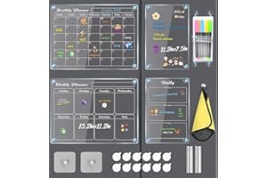 MIKEDE Magnetic Calendar for Refrigerator, 4 Pack Strong Magnets Dry Erase Board Set, Acrylic Calendar for Fridge Family Planning Whiteboard Wall, 6 Colorful Markers, Magnet Pen Holder 2026