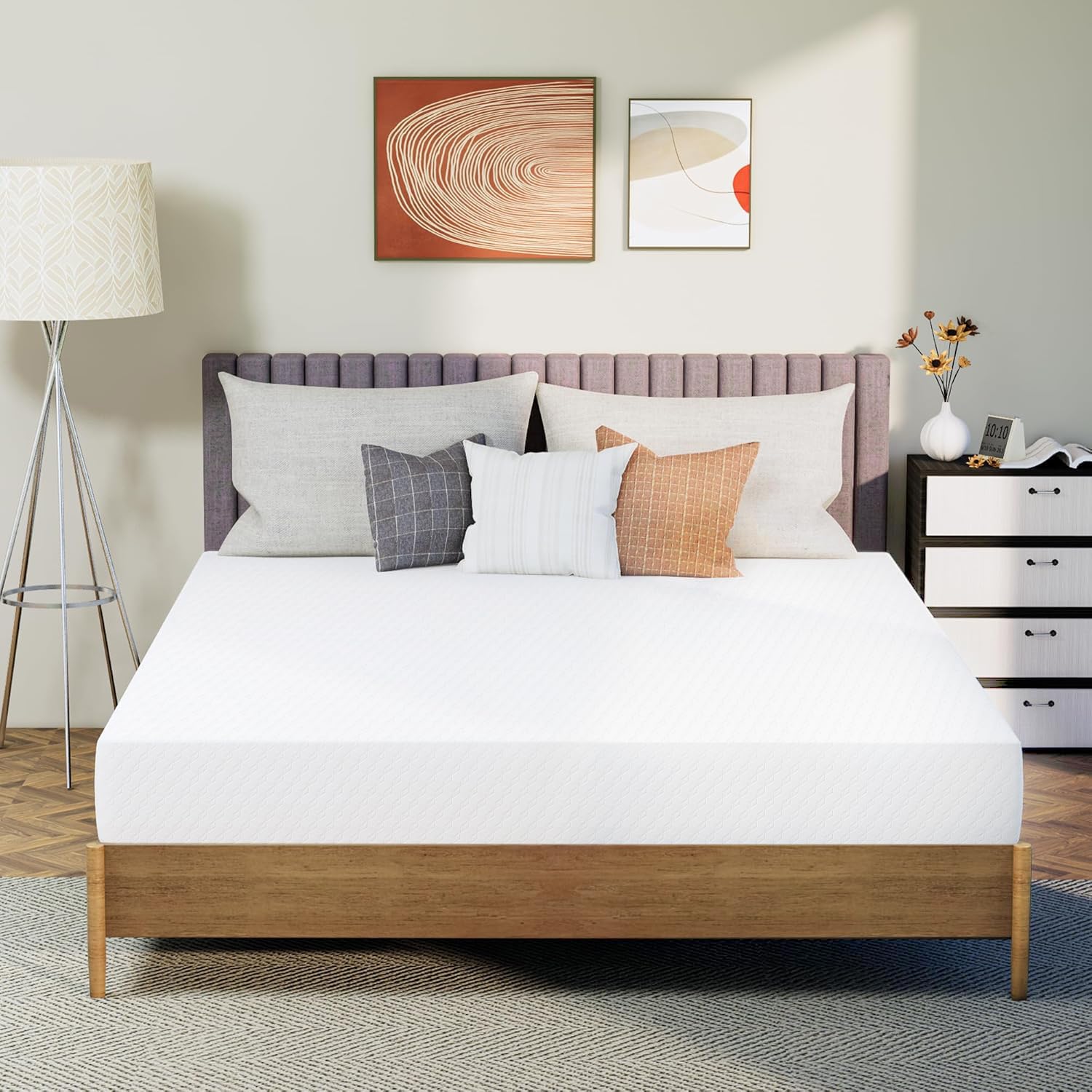 Neo Sleep 8 Inch Queen Cooling Gel Memory Foam Mattress Medium Firm CertiPUR-US Certified Foam, Mattress in a Box Enhanced Pressure Relief Removable Soft Cover No Fiberglass (Queen, 8 in) Image