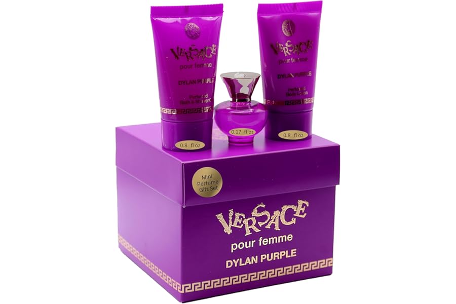 Versace Dylan Purple By Versace, 3 Piece Miniature Gift Set For Women