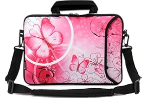 RICHEN 10 inch Messenger Bag Carrying Case Sleeve with Handle Accessory Pocket Fits 7 to 10-Inch Laptops/Notebook/Kids tablet (7-10.2 inch, Pink Butterfly)