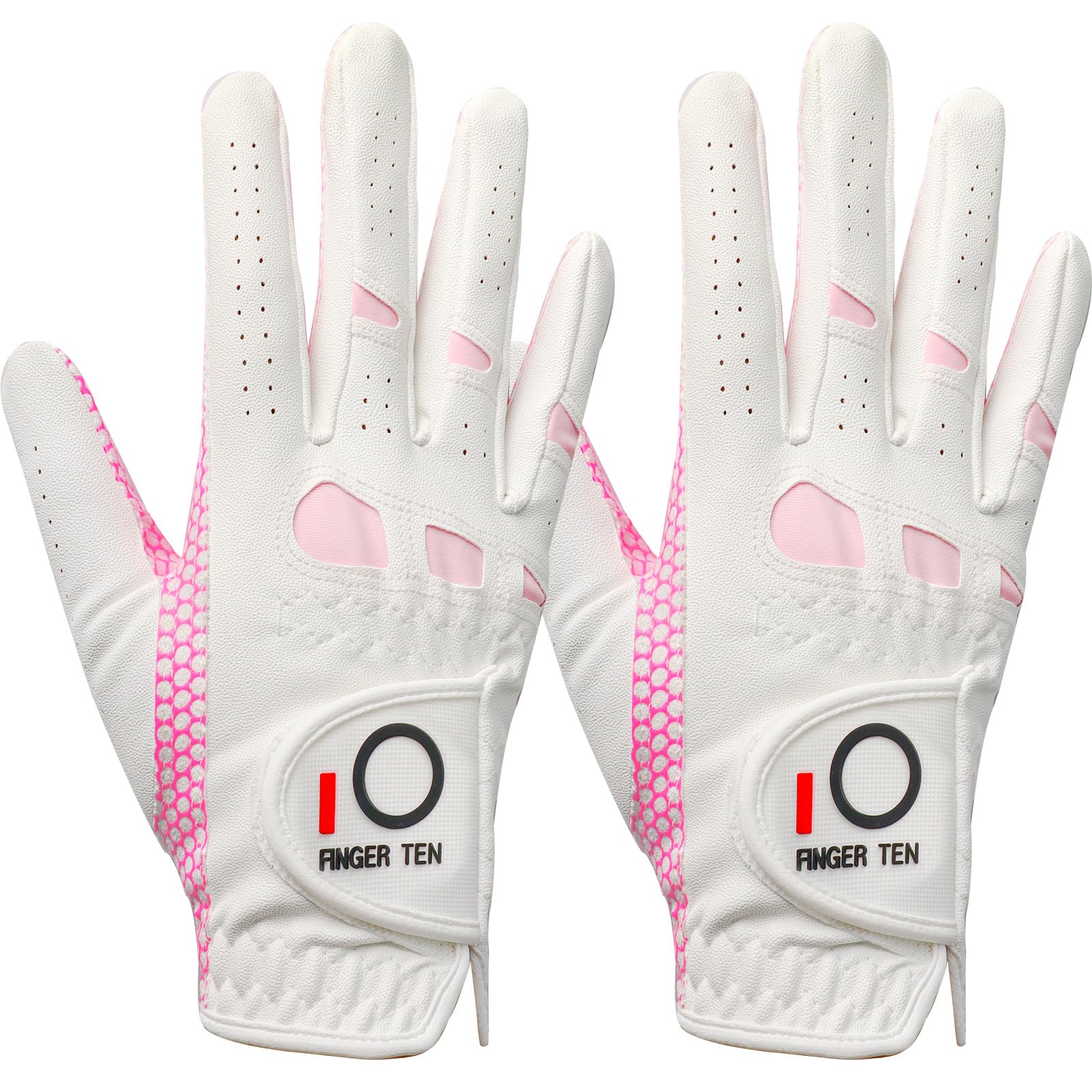 FINGER TEN Golf Gloves Ladies Left Hand with Non Slip Palm All Weather Soft Value 2 Pack, Women Golf Glove Rain Grip Weathersof Flexible (S, 2 Pack (Worn on Right Hand) — image 1