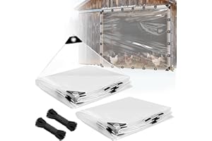 BEEPLOVE 8x10ft Anti-Tear Clear Tarp Waterproof for Patio Winterizing - 2pcs Windproof Poly Tarpaulin, Heavy Duty Transparent Enclosure with Grommets for Covering Chicken Coops Greenhouse Garden Plants