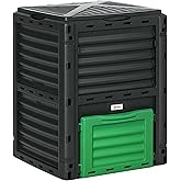 Outsunny Garden Compost Bin Large Outdoor Compost Container 80 Gallon Fast Creation of Fertile Soil Aerating Compost Box, Eas