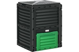 Outsunny Garden Compost Bin Large Outdoor Compost Container 80 Gallon Fast Creation of Fertile Soil Aerating Compost Box, Eas