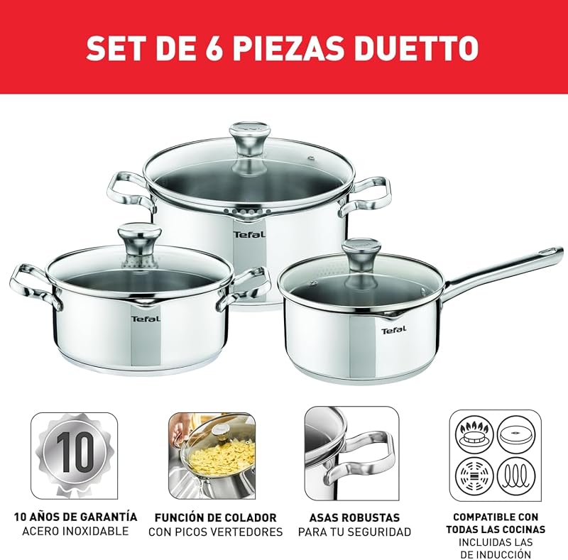 Duetto On - Conjunto de 3 Peças + 3 Acessórios, Aço Inoxidável