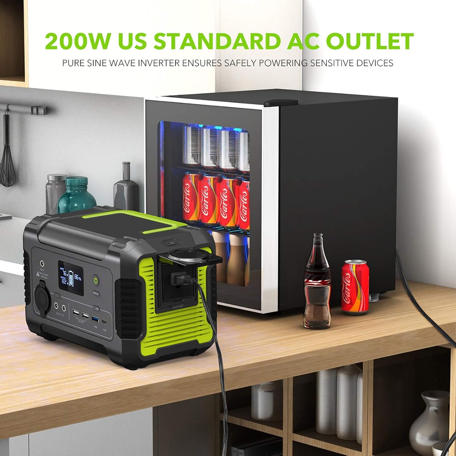 [2020 New Updated] Portable Power Station 200, 230Wh/62400mAh Camping Solar Generator Emergency Backup Battery, 110V/ 200W (300W Peak) AC Outlet, QC 3.0 USB, Type-C PD Port, 12V DC for Outdoor Camping : Electronics