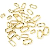 18K Gold Filled Oval Clasp Necklace Connector Spring Clasps Keychain Carabiner Lock Clasps Included for Jewelry Finding Necklace Bracelet Making (14 * 8 * 2MM, Gold)