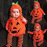JIFRE Cute Baby Halloween Pumpkin Costume, Toddler & Infant Unisex-Kids Costume for Boys & Girls