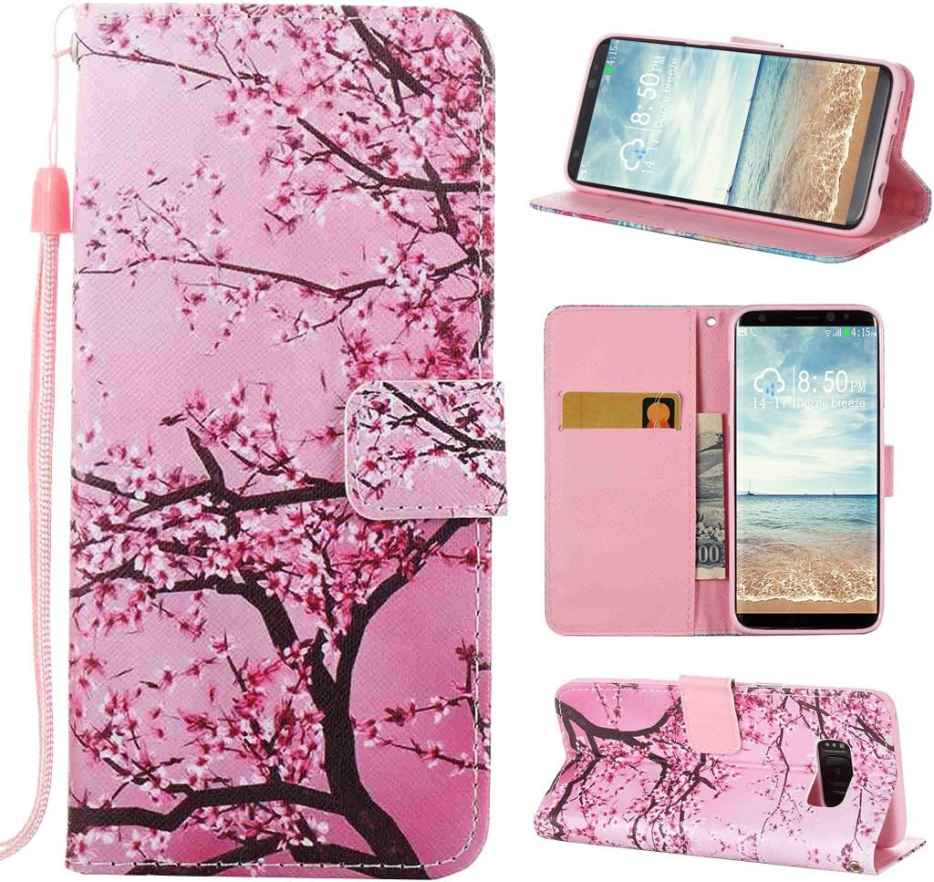 Galaxy S8 Plus Flip Case, Samsung Galaxy S8 Plus Leather Wallet Case, Rosa Schleife PU Leather Color Painting Magnetic Flip Folio Protective Shell Skin Cases Covers for Samsung Galaxy S8 Plus (6.2")