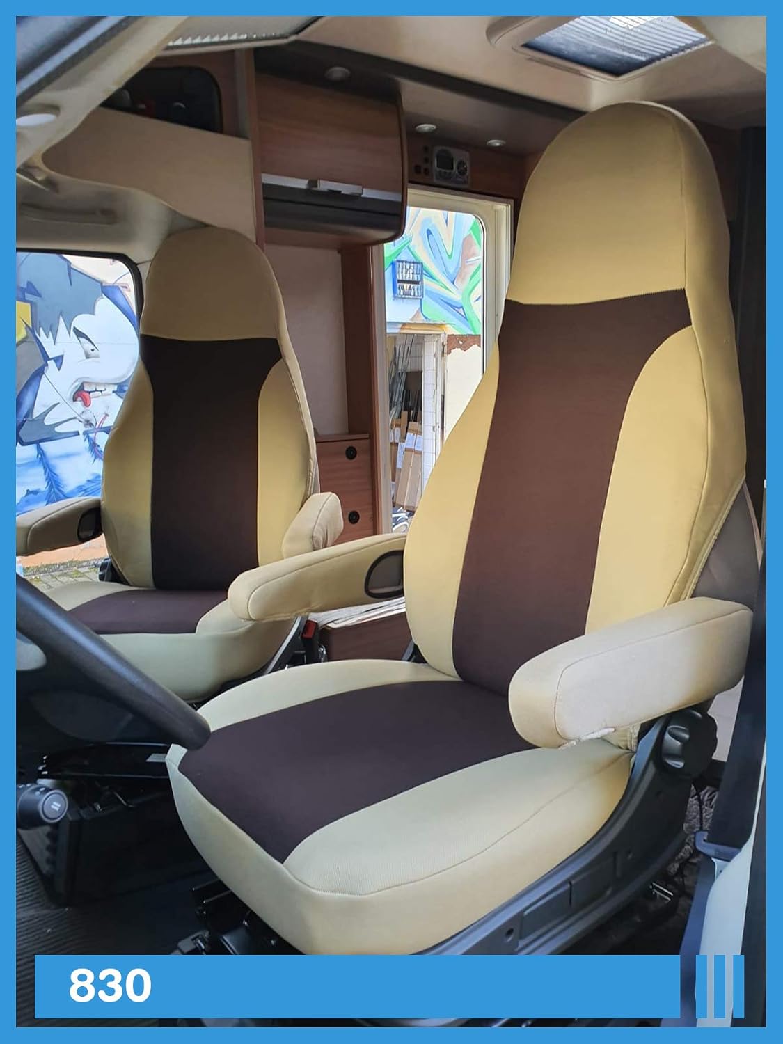 Auto Et Moto Housses Et Coussins Pour Siege Ensembles De Housses De Siege Housses De Siege Pour Camping Car Conducteur Et Passager Avec Housses Daccoudoirs 0 Beige Marron