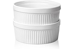 Delling Large Ramekins 32 Oz Oven Safe/Soup Bowls, 1 Quart Serving Bowls Ceramic Round for Baking, Salad, Pasta, Creme Brulee