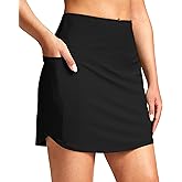 SANTINY Women's 17'' Long Swim Skirt with Pockets High Waisted Modest Tummy Control Swimsuit Skirt Bathing Suit Bottoms