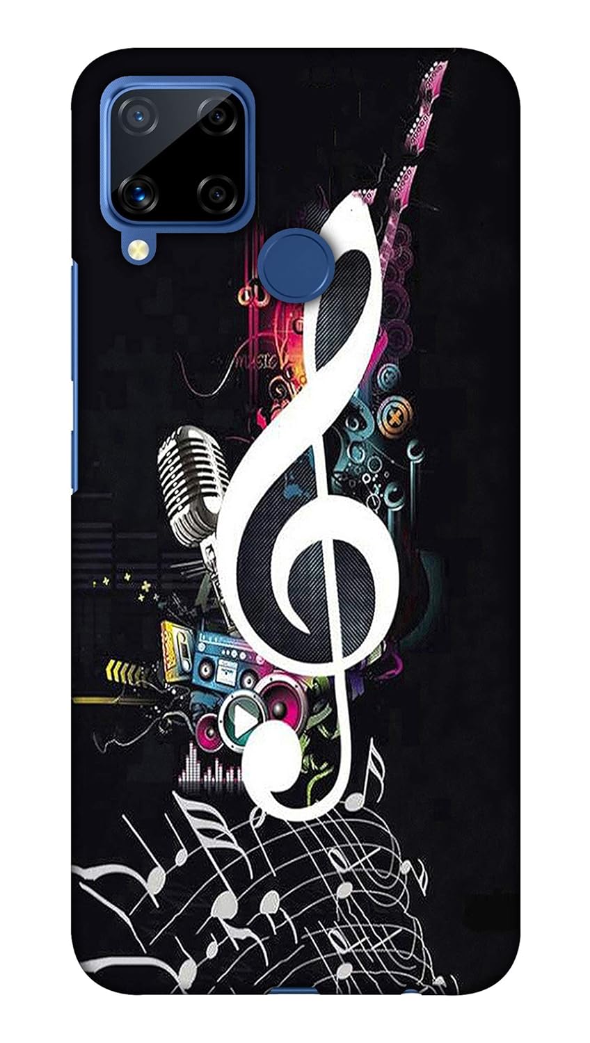 Blutec Music Note Design Printed Polycarbonate Back Cover for Realme