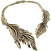 Jerollin Women's Statement Collar Choker Chuncky Bib Necklace Set, African Sparkling Canine Shape Fringe Necklace