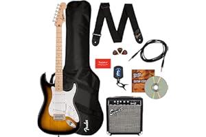 Fender Squier Sonic Strat Pack - 2-Color Sunburst Bundle with Frontman 10G Amp, Gig Bag, Tuner, Strap, Cable, Picks, Fender Play, and Austin Bazaar Guitar DVD