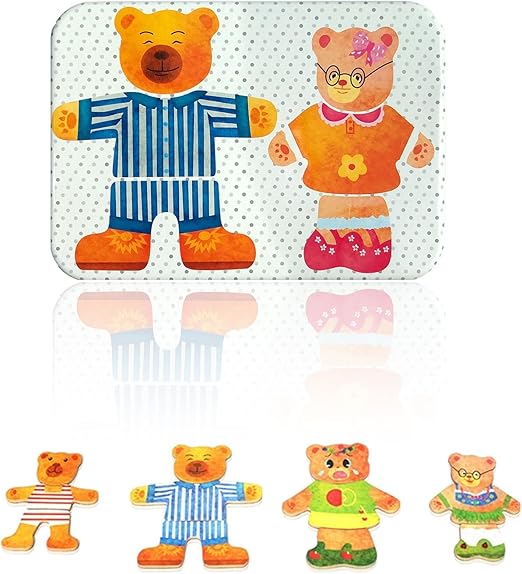 wooden teddy bear dress up puzzle