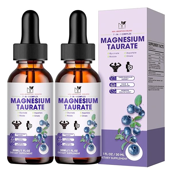 2 PACK | LIQUID MAGNESIUM TAURATE, GLYCINATE, MALATE, ASPARTATE, CITRATE CALM MAGNESIUM COMPLEX SUPPLEMENT FOR CARDIOVASCULAR,SLEEP,CALM,CRAMPS SUPPORT