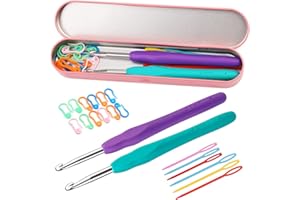 NITLAK Crochet Hooks, 5.0mm-5.5mm Crochet Hook Set, Ergonomic Crochet Hooks, Crochet Needles Set with Plastic Big Eye Needle Case Gourd Pin for Arthritic Hands Beginners DIY Knitter